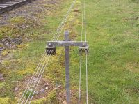 Leitungspfosten für 1 - 4 Leitungen an der Kanonenbahn im Wehretal zwischen Bischhausen und Waldkappel (Foto: N. N.)