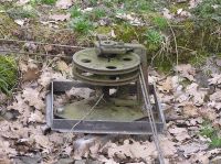 Umlenkrolle an Schranke der Kanonenbahn im Wehretal zwischen Bischhausen und Waldkappel (Foto: N. N.)