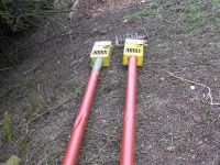 Wechselsprechanlagen der ehemaligen Anrufschranke an der Kanonenbahn im Wehretal zwischen Bischhausen und Waldkappel (Foto: N. N.)