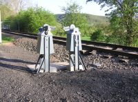 Schrankenkurbeln am Draisinenbahnhof bei km 58,9 an der Kanonenbahn im Wehretal zwischen Bischhausen und Waldkappel (Foto: N. N.)