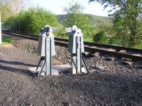 Schrankenkurbeln am Draisinenbahnhof bei km 58,9 an der Kanonenbahn im Wehretal zwischen Bischhausen und Waldkappel (Foto: N. N.)