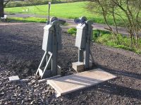 Schrankenkurbeln am Draisinenbahnhof bei km 58,9 an der Kanonenbahn im Wehretal zwischen Bischhausen und Waldkappel (Foto: N. N.)