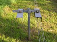 Leitungspfosten für 1 - 4 Leitungen an der Kanonenbahn im Wehretal zwischen Bischhausen und Waldkappel (Foto: N. N.)