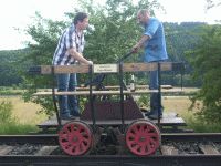 Erste Fahrten mit den Draisinen am 24.07.2010 (Foto: VES-Bahn e.V.)