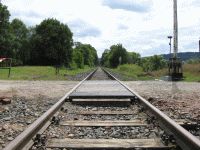 Bahnübergangsicherung in der Bauphase während den ersten Draisinenfahrten am 24.07.2010 (Foto: VES-Bahn e.V.)