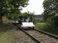 Erste Fahrten mit den Draisinen am 24.07.2010 (Foto: VES-Bahn e.V.)