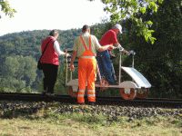 Erste Fahrten mit den Draisinen am 24.07.2010 (Foto: VES-Bahn e.V.)