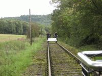 Die andere Draisine hat auch gleich das Streckenende in Waldkappel erreicht (Foto: VES-Bahn e.V.)