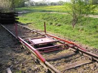 Wendevorrichtung für die Einrichtungs-Draisine am Streckenende im Wehretal zwischen Bischhausen und Waldkappel (Foto: N. N.)