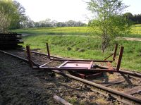 Wendevorrichtung für die Einrichtungs-Draisine am Streckenende im Wehretal zwischen Bischhausen und Waldkappel (Foto: N. N.)