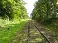 Fahrt mit der Draisine auf der Kanonenbahn bei km 59,350 (Am Kromberg) in Richtung Bischhausen (Foto: Lothar Brill)