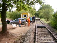 Das Ziel der Fahrt mit der Draisine auf der Kanonenbahn in Richtung Bischhausen ist erreicht (Foto: Lothar Brill)